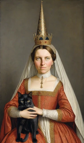 gothic portrait,woman holding pie,portrait of a girl,portrait of a woman,the hat of the woman,hoopskirt,portrait of christi,queen of hearts,crowned goura,cepora judith,girl in a historic way,diademhäher,mother of the bride,queen anne,child portrait,overskirt,monarchy,queen cage,crowned,conical hat,Digital Art,Classicism