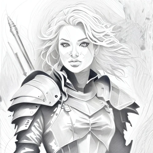 female warrior,fantasy portrait,joan of arc,vector art,digital drawing,paladin,vector illustration,digital art,digital painting,digital illustration,warrior woman,angel line art,custom portrait,aurora,wind warrior,cg artwork,arrow line art,fantasy warrior,ranger,vector graphic,Design Sketch,Design Sketch,Character Sketch