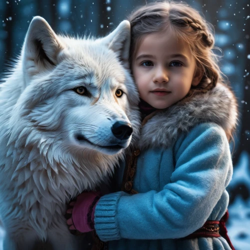 winter animals,girl with dog,white shepherd,the snow queen,european wolf,girl and boy outdoor,two wolves,little boy and girl,canis lupus,children's background,winterblueher,sled dog,winter background,gray wolf,wolf couple,boy and dog,photoshop manipulation,wolf,little girl and mother,children's fairy tale,Photography,General,Fantasy