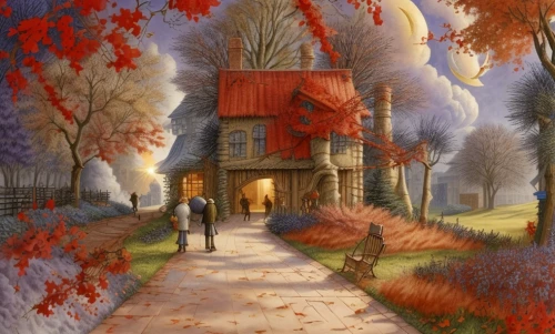 autumn landscape,red barn,cottage,home landscape,autumn idyll,fall landscape,the threshold of the house,country cottage,autumn background,house in the forest,autumn scenery,one autumn afternoon,church painting,the autumn,lonely house,little house,summer cottage,fantasy picture,autumn day,rural landscape