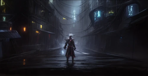 alleyway,alley,concept art,the wanderer,walking in the rain,cyberpunk,wanderer,dark world,blind alley,backgrounds,background image,sci fiction illustration,sidonia,metropolis,lone warrior,would a background,cg artwork,game art,game illustration,girl walking away,Game Scene Design,Game Scene Design,Cyberpunk