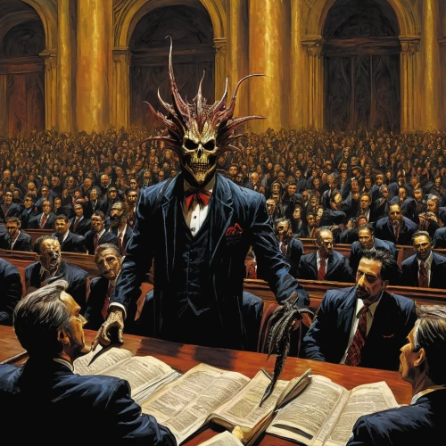 freemasonry,philharmonic orchestra,freemason,conductor,fawkes mask,conducting,choir master,symphony orchestra,orchesta,preachers,masquerade,audience,masonic,twelve apostle,orator,lucifer,blood church,orchestra,overtone empire,golden mask,Illustration,Realistic Fantasy,Realistic Fantasy 33