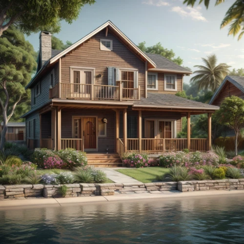 house by the water,summer cottage,house with lake,floating huts,wooden house,cottage,new england style house,houseboat,seaside country,idyllic,florida home,fisherman's house,3d rendering,pool house,beautiful home,seaside resort,holiday villa,tropical house,waterfront,wooden houses