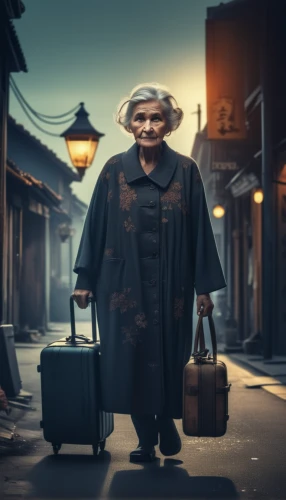 suitcase,leather suitcase,pensioner,luggage and bags,elderly person,old suitcase,old woman,luggage,elderly man,luggage set,elderly lady,travel insurance,travel woman,bellboy,buddhist monk,elderly people,world travel,globe trotter,alipay,old age,Photography,General,Realistic