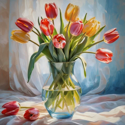 tulip bouquet,tulip flowers,tulips,red tulips,orange tulips,two tulips,tulip background,flower painting,still life of spring,pink tulips,tulip blossom,flowers png,yellow tulips,tulipa,yellow orange tulip,tulip,flower vase,vase,white tulips,siam tulip,Conceptual Art,Oil color,Oil Color 10