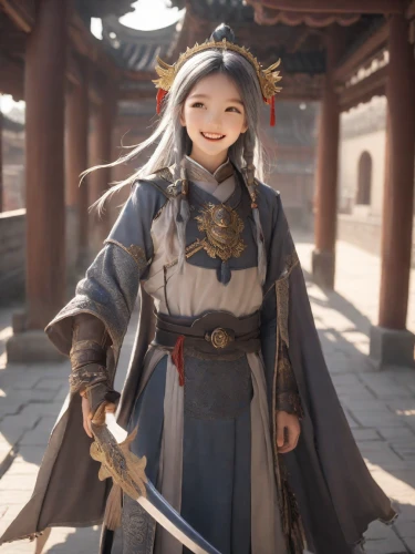 shuanghuan noble,goki,inner mongolian beauty,hwachae,yi sun sin,asian costume,female warrior,xizhi,yunnan,wuchang,guilinggao,mulan,xiaochi,khlui,a girl's smile,jiaogulan,dragon li,katana,killer smile,bianzhong