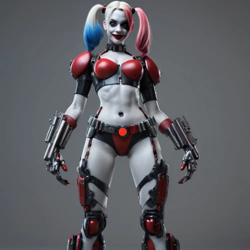 harley quinn,harley,cyborg,3d model,rubber doll,killer doll,3d figure,mech,widowmaker,cosmetic,lady medic,3d render,mechanical,female doll,robotics,plastic model,game figure,minibot,terminator,robotic