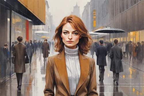 woman walking,oil painting on canvas,pedestrian,woman thinking,woman in menswear,a pedestrian,girl in a long,white-collar worker,the girl at the station,oil painting,woman at cafe,girl walking away,city ​​portrait,woman shopping,world digital painting,sprint woman,bussiness woman,art painting,young woman,overcoat,Digital Art,Poster