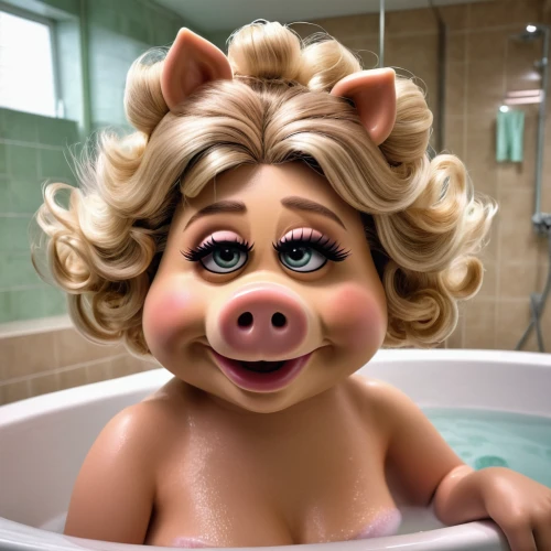 swine,the girl in the bathtub,bath toy,kawaii pig,bath,pig,piggy,pork in a pot,piglet,porker,kiribath,tub,bath soap,suckling pig,baby shampoo,bathtub,taking a bath,bathing fun,babi panggang,milk bath