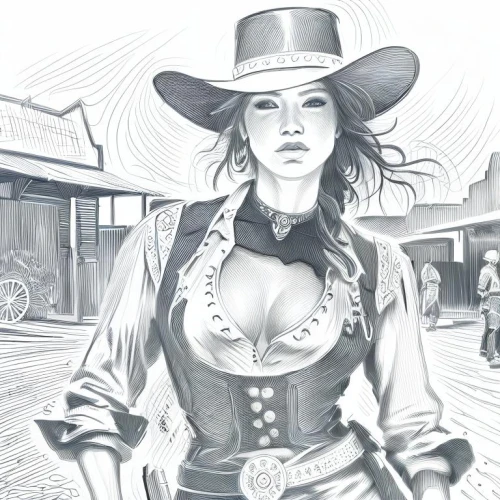 cowgirl,cowgirls,wild west,sheriff,western riding,tura satana,western,retro woman,country-western dance,cowboy,western pleasure,cheyenne,charreada,western film,rodeo,cowboy hat,cowboy action shooting,countrygirl,gunfighter,retro women,Design Sketch,Design Sketch,Character Sketch