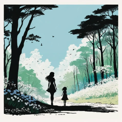 couple silhouette,vintage couple silhouette,studio ghibli,forest walk,perfume bottle silhouette,silhouettes,stroll,silhouette art,garden silhouettes,happy children playing in the forest,little girls walking,women silhouettes,little girl in wind,sewing silhouettes,graduate silhouettes,hikers,map silhouette,retro flower silhouette,the forest,walk,Illustration,Black and White,Black and White 33