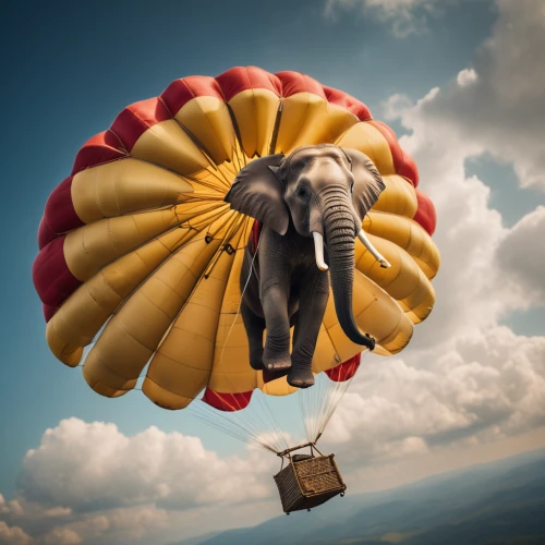 circus elephant,hot air balloon,parachutist,parachute fly,hot-air-balloon-valley-sky,parachuting,hot air balloon ride,parachute jumper,elephant ride,powered parachute,circus animal,hot air ballooning,ballooning,captive balloon,balloon hot air,hot air balloon rides,paraglider,hot air,paraglider takes to the skies,parachute,Photography,General,Cinematic