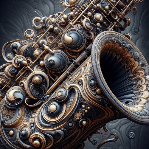 steampunk gears,mandelbulb,musical instrument,steampunk,saxophone,fractal art,baroque,musical instruments,fractals art,ornate,stringed instrument,music instruments,music box,sitar,ancient harp,biomechanical,violin key,charango,concertina,instrument music