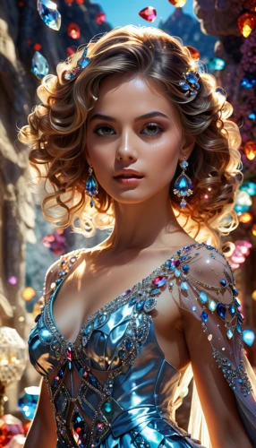 fantasy art,3d fantasy,fantasy woman,the carnival of venice,fantasy portrait,fantasy picture,cinderella,jeweled,fantasy girl,world digital painting,glittering,mermaid background,fairy queen,fairy tale character,fashion dolls,fairy peacock,digital compositing,faery,colorful foil background,sci fiction illustration,Photography,General,Realistic