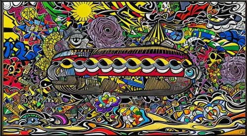 psychedelic art,acid,psychedelic,lsd,cd cover,hallucinogenic,colorful doodle,coloring book,trip computer,psychosis,kaleidoscope,multicolor faces,chaos,distorted,triggerfish-clown,coloring page,colored crayon,abstract cartoon art,ecstatic,kaleidoscopic,Calligraphy,Painting,Graffiti Illustration