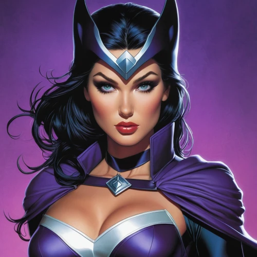 huntress,catwoman,fantasy woman,wall,goddess of justice,super heroine,evil woman,scarlet witch,the enchantress,femme fatale,purple,queen of the night,head woman,sorceress,wanda,power icon,deadly nightshade,birds of prey-night,happy day of the woman,her,Conceptual Art,Fantasy,Fantasy 03
