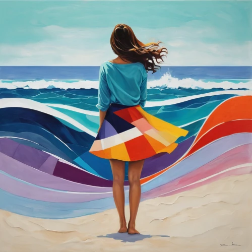 girl on the dune,beach towel,sea breeze,the wind from the sea,fabric painting,wind wave,art painting,ocean waves,little girl in wind,sea beach-marigold,oil painting on canvas,rainbow waves,beach background,beach landscape,seascapes,sea-shore,seascape,swirling,oil painting,photo painting,Illustration,Vector,Vector 07