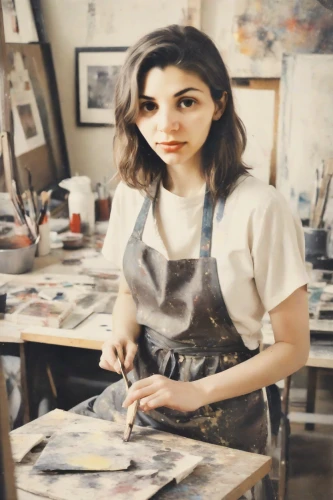 painter doll,overalls,italian painter,girl in overalls,painter,art dealer,girl-in-pop-art,artist portrait,photo painting,art model,artist doll,painting technique,vintage girl,girl in the kitchen,art tools,metalsmith,vintage woman,painting,meticulous painting,oil paint,Photography,Polaroid