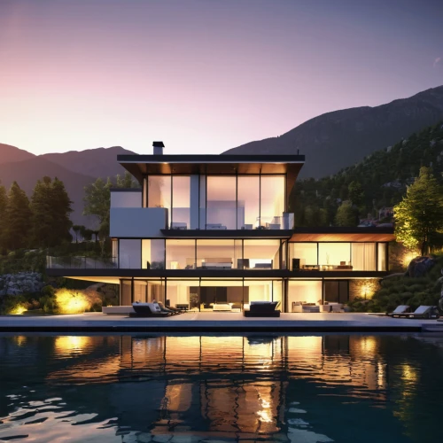modern house,house by the water,luxury property,house in the mountains,luxury home,house in mountains,house with lake,pool house,beautiful home,3d rendering,holiday villa,modern architecture,chalet,luxury real estate,dunes house,private house,render,swiss house,summer house,contemporary,Photography,General,Realistic