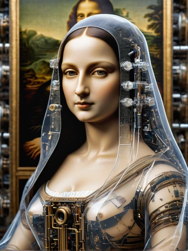 the mona lisa,mona lisa,ancient egyptian girl,cleopatra,meticulous painting,computer art,girl with a pearl earring,gothic portrait,louvre museum,louvre,the prophet mary,digiart,world digital painting,leonardo da vinci,computer graphics,priestess,art painting,art deco frame,portrait background,image manipulation,Photography,General,Natural