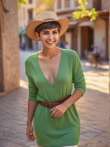 panama hat,souk madinat jumeirah,girl wearing hat,green dress,plus-size model,women clothes,callas,the hat-female,straw hat,womans seaside hat,city unesco heritage trinidad cuba,sun hat,a charming woman,sombrero,paloma,ordinary sun hat,peruvian women,mexican,women's clothing,girl in a historic way,Photography,General,Realistic