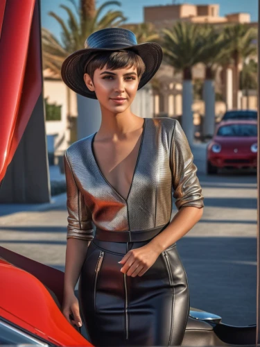 leather hat,girl and car,birce akalay,car model,dodge la femme,latex clothing,retro woman,social,auto show zagreb 2018,automobile hood ornament,spy,car dealer,woman in the car,latex,car show,rockabella,retro women,leather,fashion street,car boutique,Photography,General,Realistic