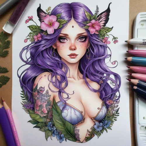 lilac blossom,fae,lilac flower,lilac bouquet,butterfly lilac,violet head elf,lilac flowers,cynara,lilacs,faerie,medusa,passionflower,lilac branch,flower fairy,purple passion flower,dryad,fantasy portrait,precious lilac,lilac branches,elven flower,Illustration,Abstract Fantasy,Abstract Fantasy 11