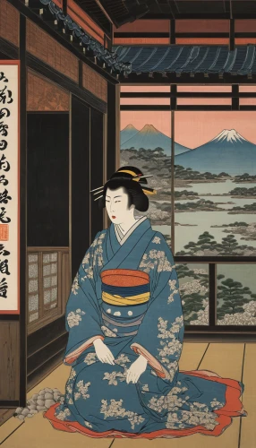 cool woodblock images,woodblock prints,tea ceremony,japanese art,geisha,japanese woman,mukimono,geisha girl,motsunabe,kimono fabric,honzen-ryōri,ryokan,japanese tea,japanese-style room,woman sitting,kaiseki,shakuhachi,shirakami-sanchi,tatami,oriental painting,Photography,Documentary Photography,Documentary Photography 07