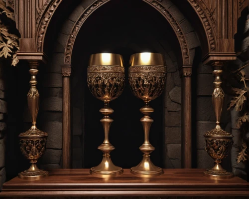 gold chalice,chalice,goblet,funeral urns,candlestick for three candles,golden candlestick,lectern,candlesticks,corinthian order,tabernacle,altar bell,knight pulpit,eucharistic,goblet drum,candlestick,font,altar clip,medieval hourglass,baluster,eucharist,Photography,General,Realistic
