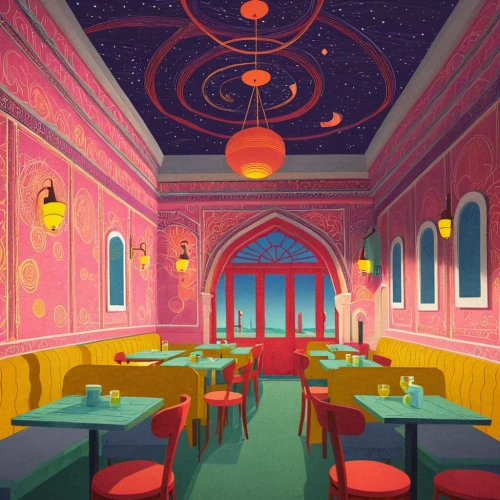 retro diner,diner,a restaurant,ice cream parlor,tearoom,ballroom,star kitchen,ufo interior,bistro,paris cafe,breakfast room,art deco background,chinese restaurant,dining room,restaurants,drive in restaurant,dining,neon tea,fine dining restaurant,ice cream shop,Illustration,Vector,Vector 05