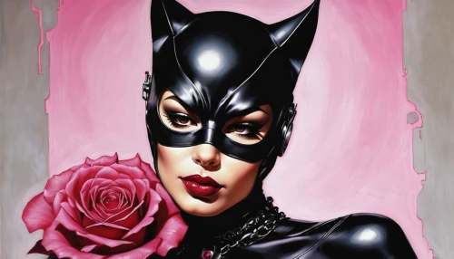 catwoman,valentine pin up,valentine day's pin up,black cat,cool pop art,pin ups,pop art style,pink cat,the pink panter,art painting,pink lady,nite owl,body painting,bodypainting,fantasy woman,pop art,femme fatale,pin up,pin up girl,pop art woman,Illustration,Realistic Fantasy,Realistic Fantasy 10