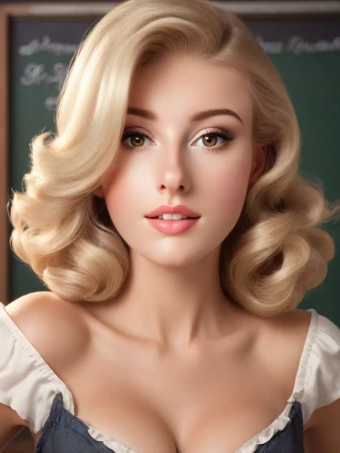 realdoll,blonde woman,female doll,blonde girl,blond girl,barbie,retro pin up girl,cool blonde,academic,professor,tutor,girl studying,female model,pin-up girl,teacher,pin-up model,blonde girl with christmas gift,doll's facial features,bust,retro girl,Photography,Commercial