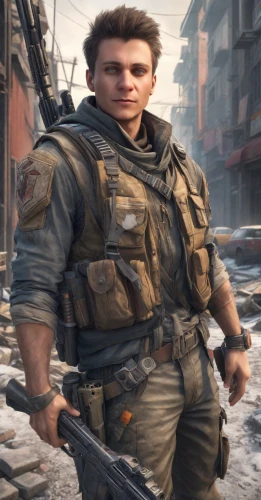 combat medic,cargo pants,mercenary,gi,rifleman,warsaw uprising,snipey,kalashnikov,paratrooper,cod,a uniform,soldier,huntsman,eod,ballistic vest,monkey soldier,drone operator,german rex,bombardino,war veteran,Photography,Realistic