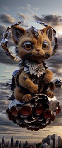 fractalius,surrealism,surrealistic,distorted,skycraper,owl-real,owl background,mammal,anthropomorphized animals,cheshire,aye-aye,cgi,photomanipulation,atlas squirrel,squirell,photo manipulation,flying seed,totem,parallel worlds,catastrophe