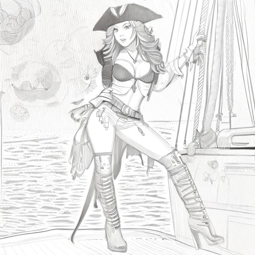 pirate,the sea maid,pirate treasure,venetia,pirates,seafaring,game drawing,scarlet sail,delta sailor,piracy,pirate flag,musketeer,pilgrim,stechnelke,vexiernelke,halloween line art,at sea,star line art,wind warrior,fashion sketch,Design Sketch,Design Sketch,Character Sketch