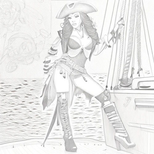 pirate,halloween line art,the sea maid,pirate treasure,scarlet sail,game drawing,halloween witch,fashion sketch,delta sailor,seafaring,pirates,sorceress,sea fantasy,line-art,pirate flag,coloring page,lineart,witch,art bard,illustrator,Design Sketch,Design Sketch,Character Sketch