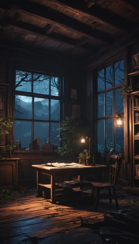 the cabin in the mountains,evening atmosphere,abandoned room,abandoned place,atmosphere,scene lighting,cabin,wooden windows,hours of light,lostplace,atmospheric,livingroom,living room,abandoned places,the evening light,dandelion hall,visual effect lighting,a dark room,lost place,night scene,Photography,General,Fantasy