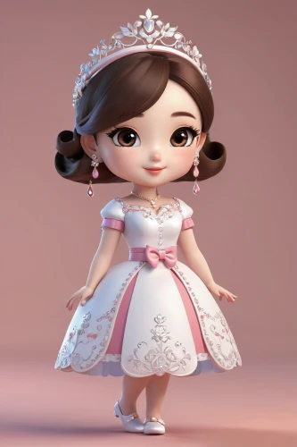 princess sofia,princess anna,princess crown,a princess,fairy tale character,princess,ball gown,cinderella,doll dress,princess' earring,bridal dress,little princess,bridal accessory,snow white,cute cartoon character,bridal clothing,quinceañera,hanbok,princess leia,tiana,Unique,3D,3D Character