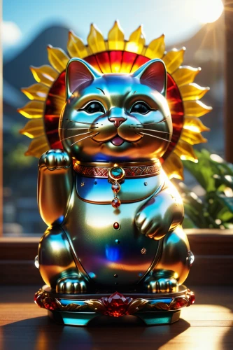 sun god,lucky cat,incense burner,buddha unfokussiert,laser buddha mountain,glass yard ornament,little buddha,japanese lamp,buddha,buddha figure,buddha focus,somtum,golden buddha,asian lamp,laughing buddha,auspicious,tea zen,daruma,bodhisattva,3d render,Photography,General,Realistic