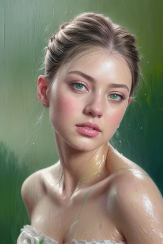 world digital painting,digital painting,dewdrop,mystical portrait of a girl,fantasy portrait,photo painting,water nymph,angel's tears,romantic portrait,girl on the river,wet girl,digital art,the blonde in the river,young woman,dew drop,meadows of dew,oil painting,wet,portrait background,girl in the garden