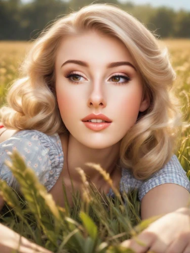 countrygirl,natural cosmetics,blonde woman,girl lying on the grass,beautiful young woman,blond girl,natural cosmetic,magnolieacease,blonde girl,farm girl,straw field,vintage makeup,beautiful girl with flowers,romantic portrait,romantic look,southern belle,retouching,women's cosmetics,the blonde in the river,artificial hair integrations,Photography,Commercial