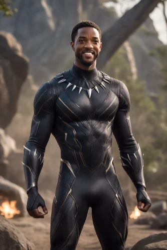 steel man,a black man on a suit,capitanamerica,muscle man,venom,morgan,human torch,avenger,black man,the suit,canis panther,hero,3d man,captain american,panther,african man,aquaman,cgi,man,captain america,Photography,Cinematic