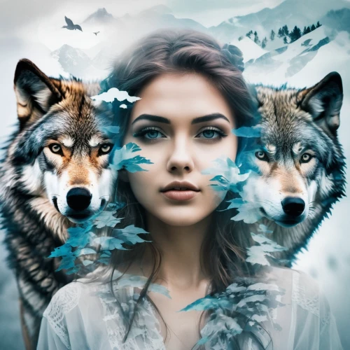 wolves,two wolves,wolf,howling wolf,photoshop manipulation,wolf hunting,photo manipulation,photomanipulation,fantasy picture,wolfdog,wolf's milk,image manipulation,wolf pack,wolf couple,european wolf,fantasy art,werewolves,gray wolf,howl,shamanic,Photography,Artistic Photography,Artistic Photography 07
