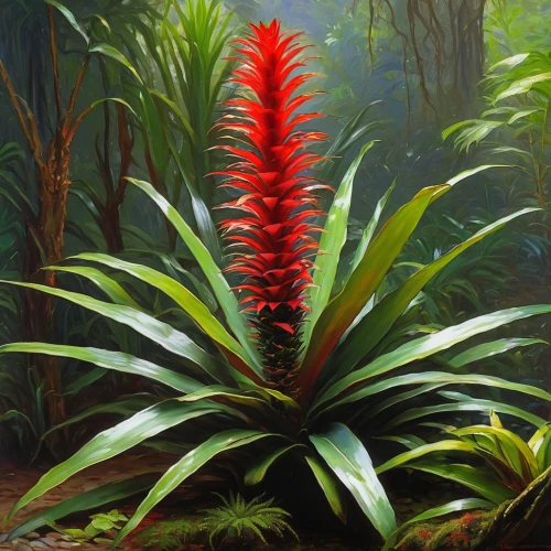 bromeliaceae,bromelia,bromeliad,pineapple lily,coral aloe,tropical bloom,exotic plants,red hot poker,tropical flowers,terrestrial plant,flower exotic,exotic flower,cycad,heliconia,costus family,gymea lily,ericaceae,aloe,fishtail palm,pineapple plant,Art,Artistic Painting,Artistic Painting 04