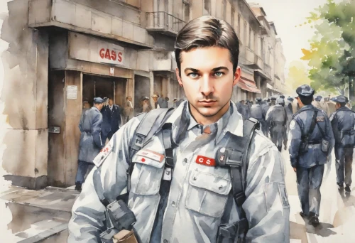 policeman,carabinieri,military person,police officer,traffic cop,war correspondent,oil painting on canvas,volunteer firefighter,oil painting,oil on canvas,firefighter,fallen heroes of north macedonia,patrol suisse,french foreign legion,pedestrian,italian painter,garda,warsaw uprising,police uniforms,soldier,Digital Art,Watercolor