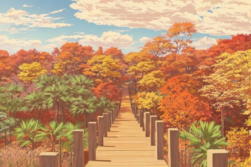 autumn park,autumn forest,autumn background,wooden path,autumn scenery,autumn walk,fall landscape,autumn theme,autumn landscape,forest path,wooden bridge,autumn trees,cartoon forest,walkway,hiking path,pathway,boardwalk,autumn frame,the autumn,wooden track,Landscape,Landscape design,Landscape Plan,Autumn