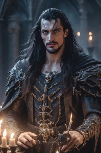 thorin,male elf,vax figure,male character,the emperor's mustache,candlemaker,candle wick,htt pléthore,bartholomew,leonardo devinci,dracula,heroic fantasy,aladha,hamelin,count,a candle,dunun,merlin,magistrate,aladin,Photography,Realistic