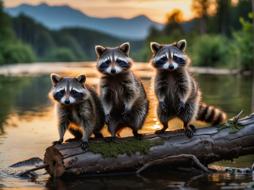 raccoons,north american raccoon,lemurs,animal photography,cute animals,wildlife,raccoon,family outing,three friends,anthropomorphized animals,patrols,chinese tree chipmunks,woodland animals,small animals,villagers,meerkats,pan flute,family portrait,the dawn family,harmonious family,Photography,General,Natural