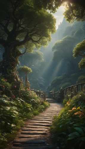 forest path,the mystical path,fantasy landscape,forest landscape,pathway,hiking path,wooden path,elven forest,fairy forest,japan landscape,the path,forest road,forest glade,green forest,fairytale forest,druid grove,forest background,studio ghibli,the forest,tree top path,Photography,General,Fantasy