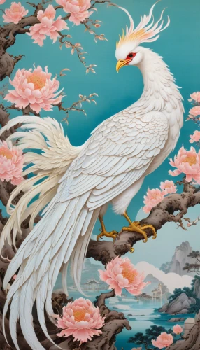 fujian white crane,oriental painting,chinese art,japanese art,white eagle,ornamental bird,bird painting,egret,an ornamental bird,flower and bird illustration,asian bird,dove of peace,white egret,white dove,garuda,sea bird,phoenix rooster,bird illustration,spring bird,white bird,Conceptual Art,Fantasy,Fantasy 24